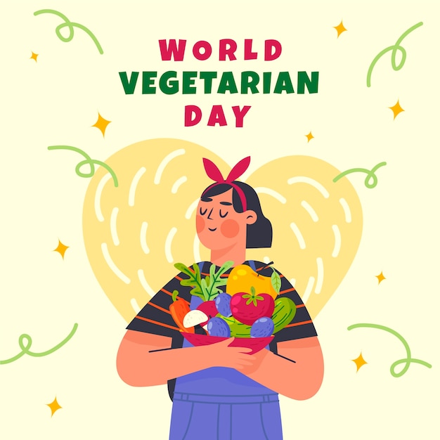 Ilustración plana para el día mundial del vegetarianismo