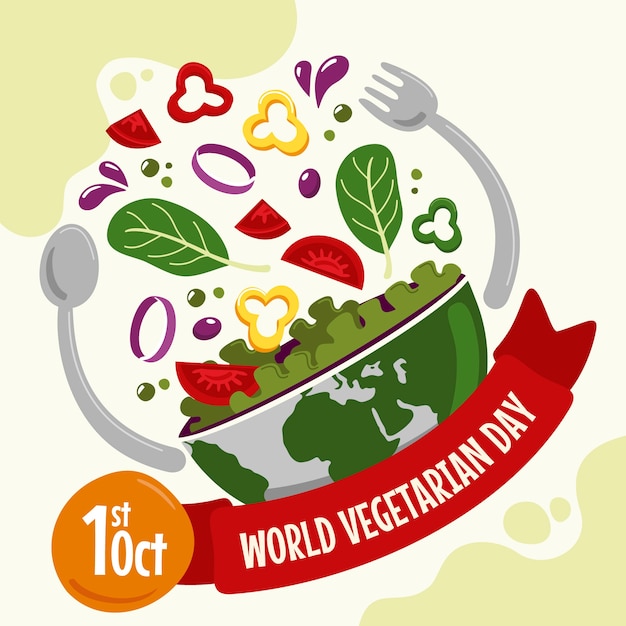 Vector ilustración plana del día mundial del vegetariano