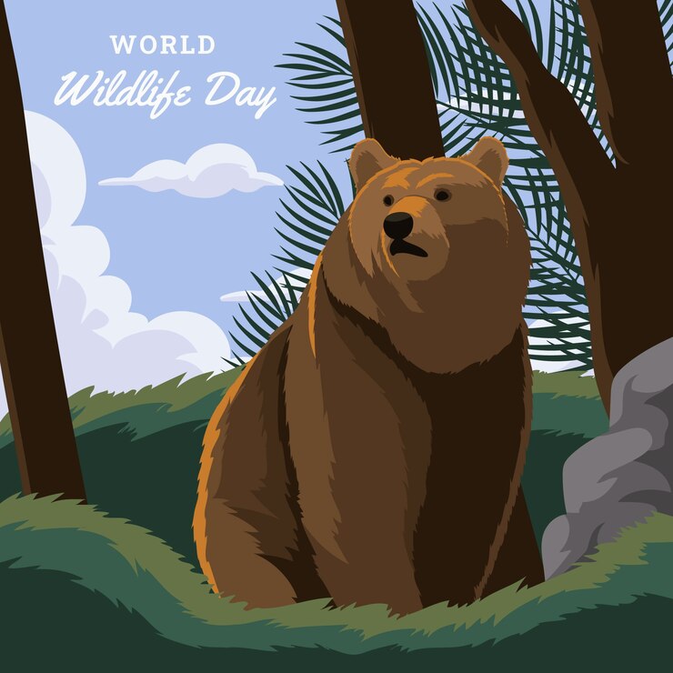 Vector ilustración plana del día mundial de la vida silvestre