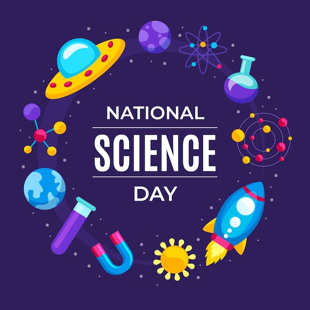 Vector ilustración plana del día nacional de la ciencia