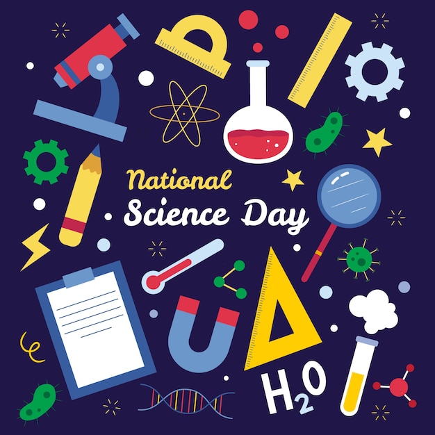 Vector ilustración plana del día nacional de la ciencia