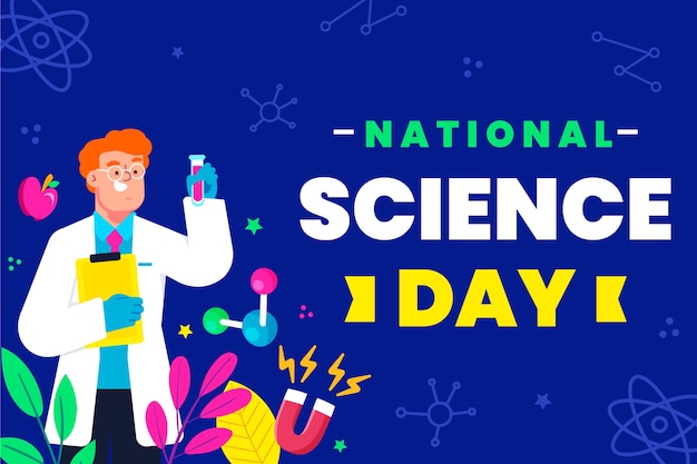 Ilustración plana del día nacional de la ciencia