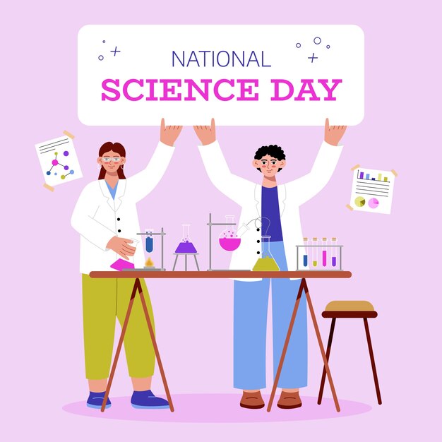 Ilustración plana del día nacional de la ciencia