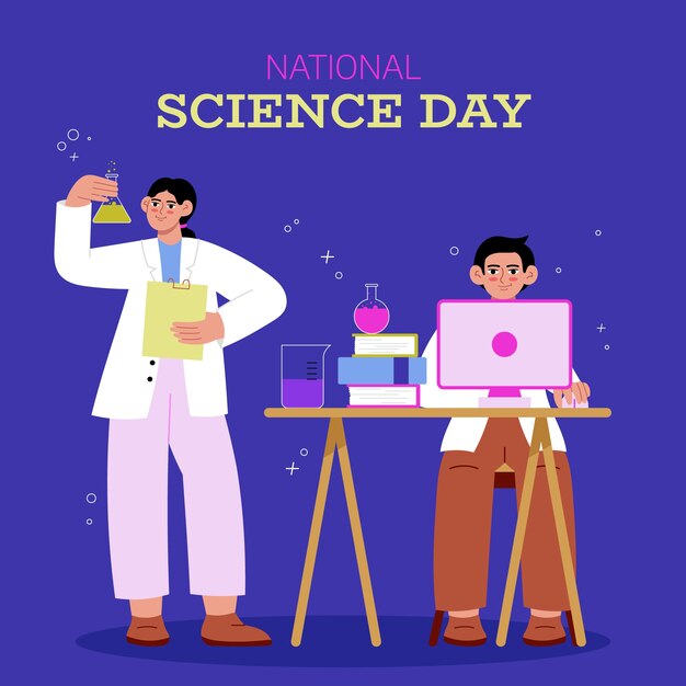 Ilustración plana del día nacional de la ciencia