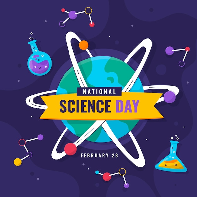 Ilustración plana del día nacional de la ciencia