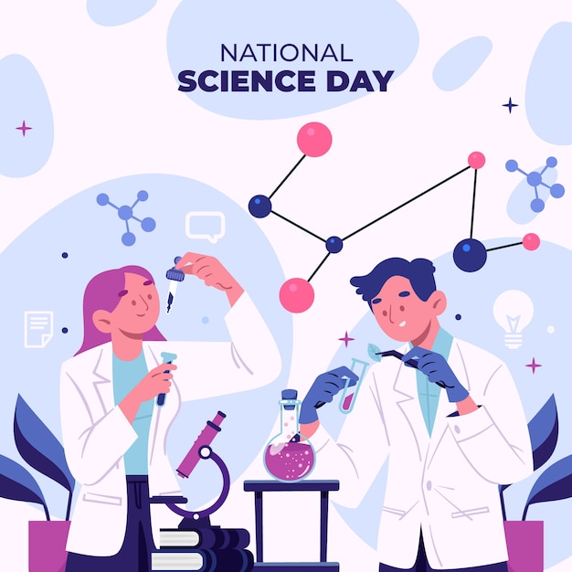 Ilustración plana del día nacional de la ciencia