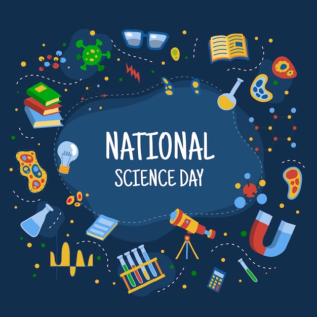 Ilustración plana del día nacional de la ciencia