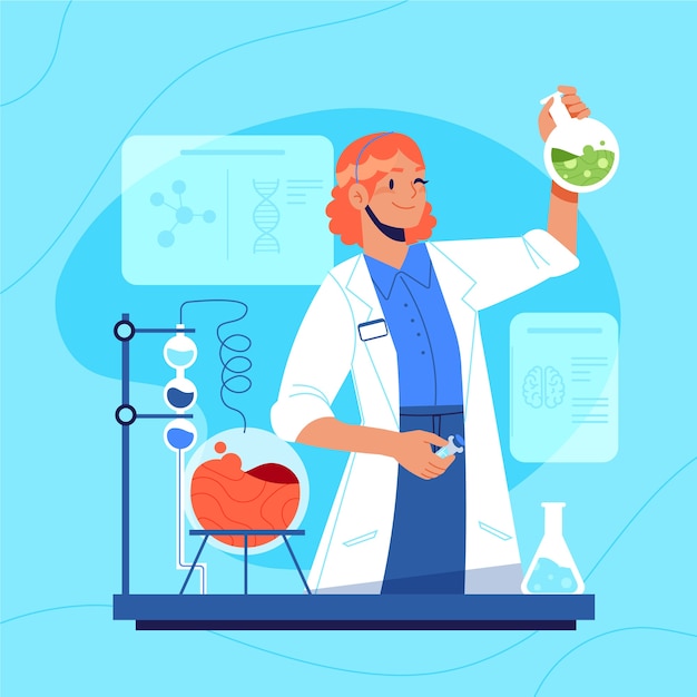 Ilustración plana del día nacional de la ciencia