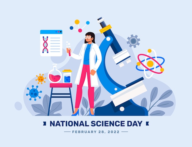 Vector ilustración plana del día nacional de la ciencia