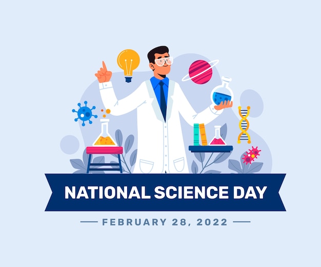 Vector ilustración plana del día nacional de la ciencia