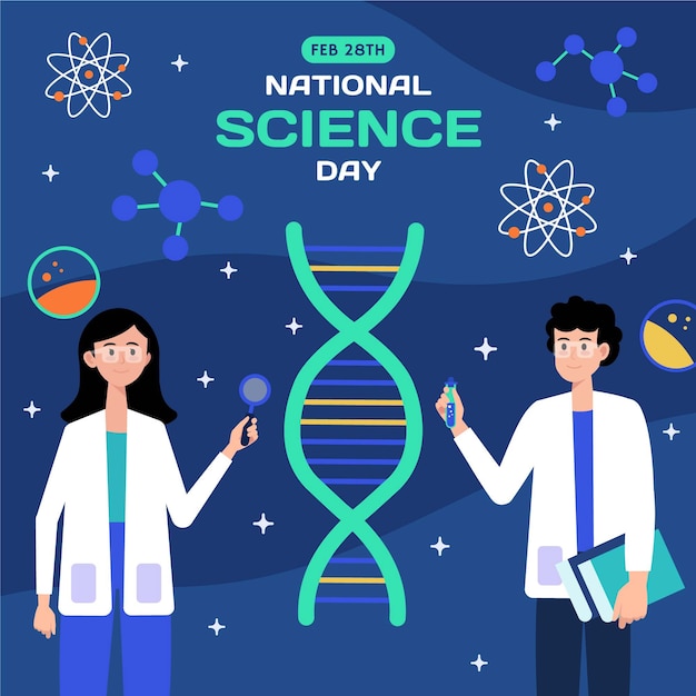 Vector ilustración plana del día nacional de la ciencia