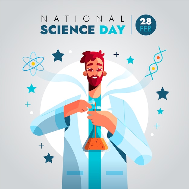 Ilustración plana del día nacional de la ciencia