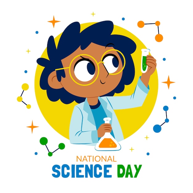 Ilustración plana del día nacional de la ciencia