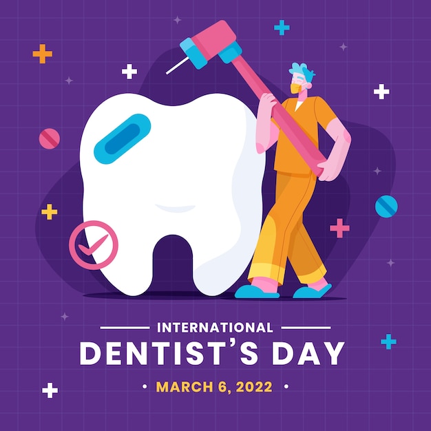 Vector ilustración plana del día nacional del dentista