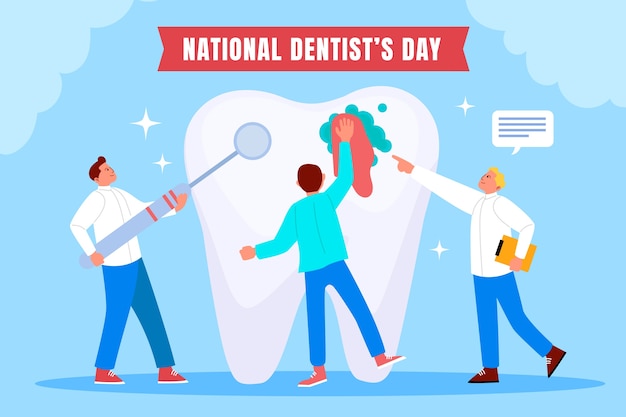 Vector ilustración plana del día nacional del dentista