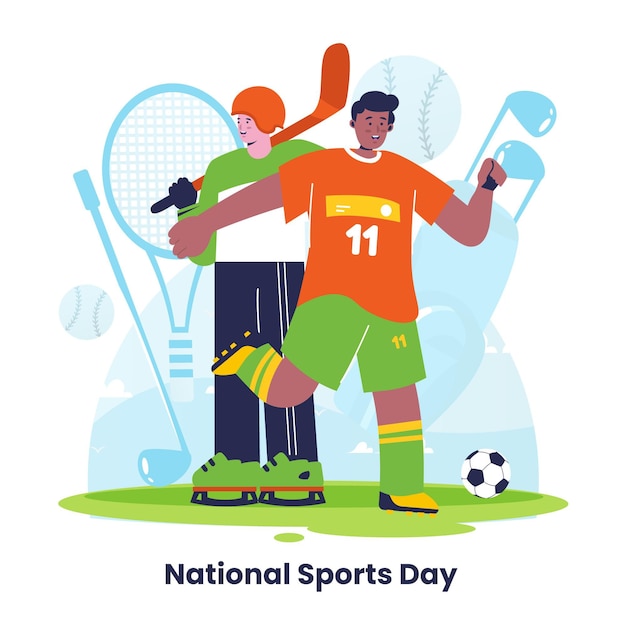 Ilustración plana del día nacional del deporte