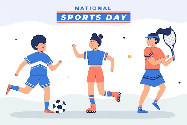 Vector ilustración plana del día nacional del deporte