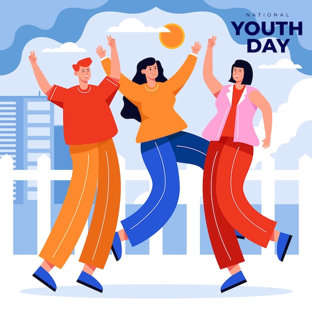 Ilustración plana del día nacional de la juventud