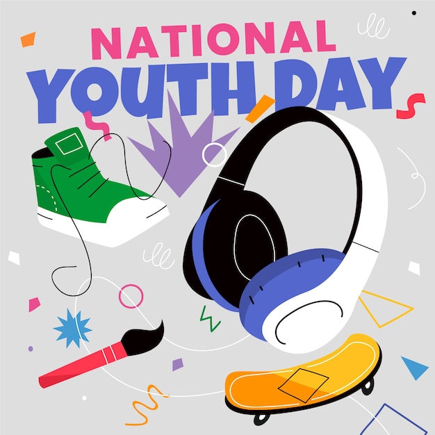 Vector ilustración plana del día nacional de la juventud