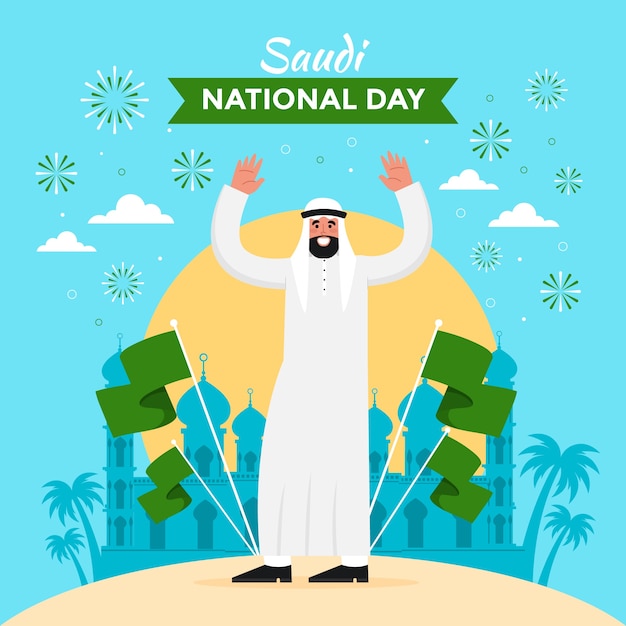 Ilustración plana para el día nacional saudí