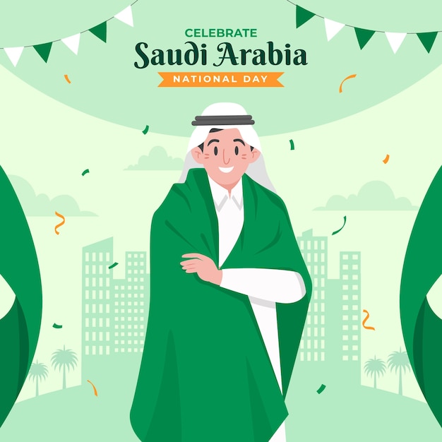 Vector ilustración plana del día nacional saudí