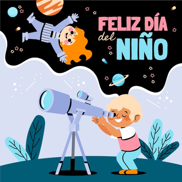 Vector ilustración plana del día del niño en español