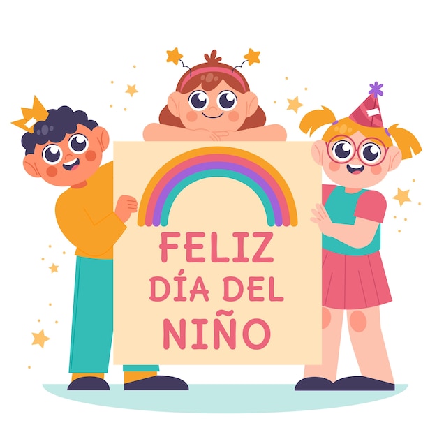 Vector ilustración plana del día del niño en español