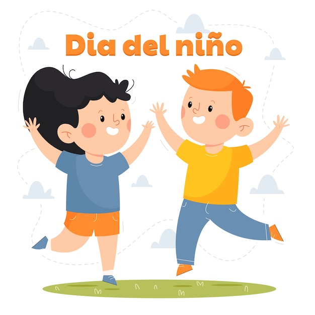 Ilustración plana del día del niño en español