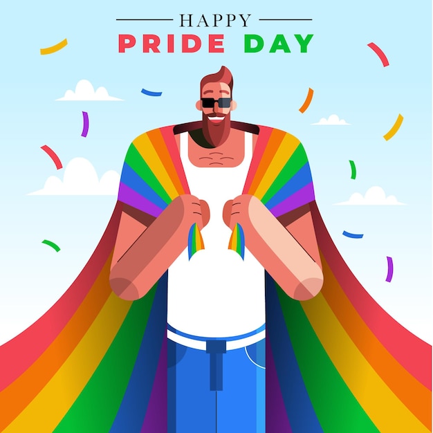 Ilustración plana del día del orgullo