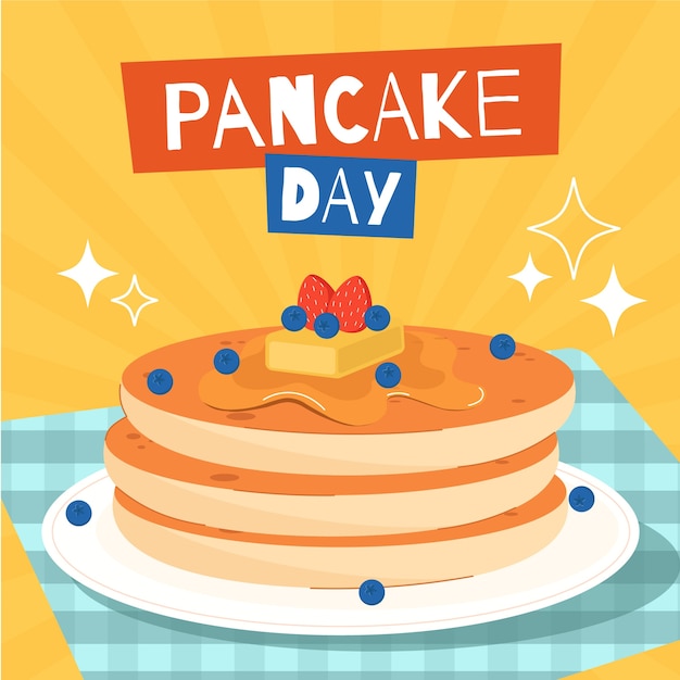 Ilustración plana para el día del pancake