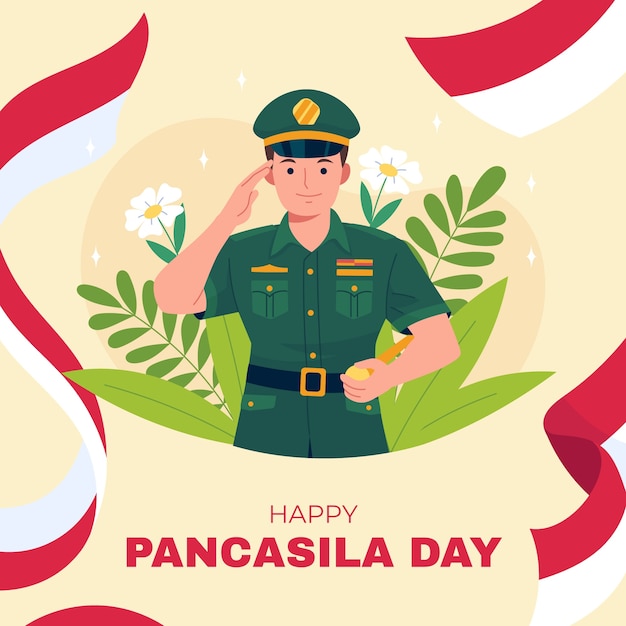 Ilustración plana del día de pancasila