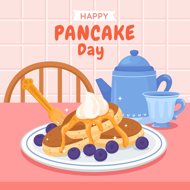 Ilustración plana del día del panqueque