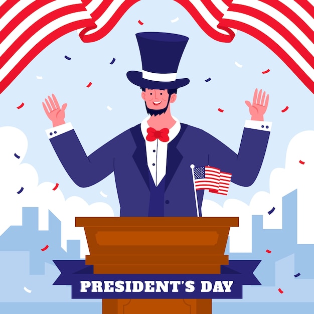 Ilustración plana para el día de los presidentes de los Estados Unidos