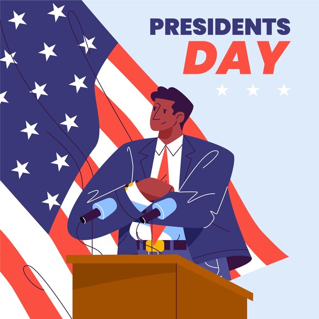 Ilustración plana del día de los presidentes