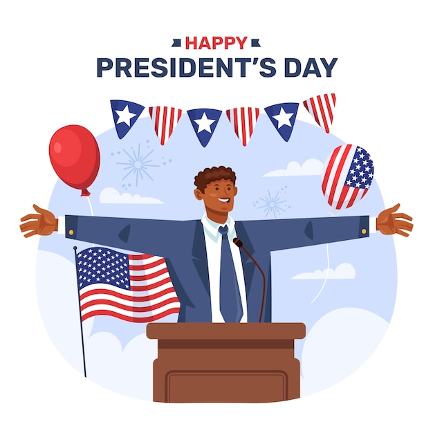Vector ilustración plana del día de los presidentes