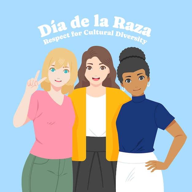 Vector ilustración plana del día de la raza.