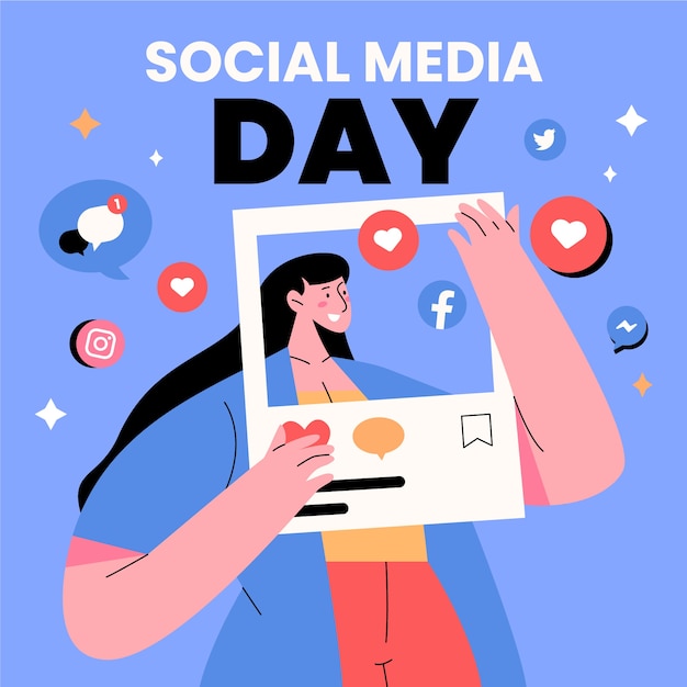 Vector ilustración plana del día de las redes sociales