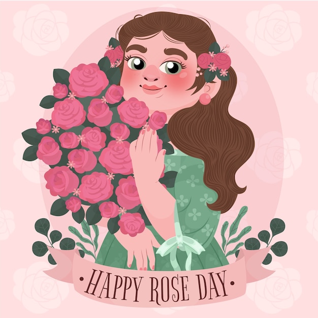 Vector ilustración plana del día de la rosa
