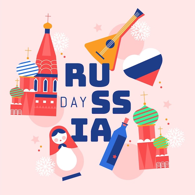 Ilustración plana del día de rusia