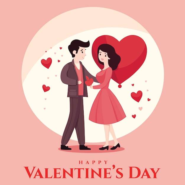 Ilustración plana del día de San Valentín pareja feliz pareja de amor pareja de romance vector