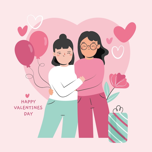 Ilustración plana para el día de san valentín