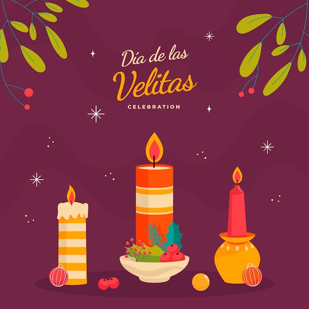 Vector ilustración plana dia de las velitas