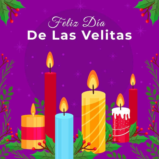 Vector ilustración plana dia de las velitas