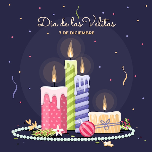 Vector ilustración plana dia de las velitas