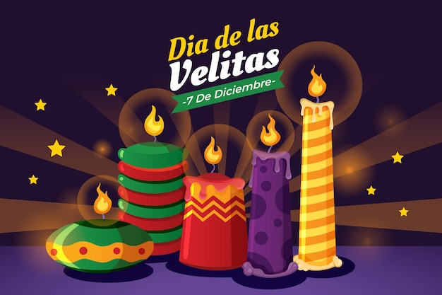 Vector ilustración plana dia de las velitas