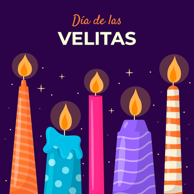 Vector ilustración plana dia de las velitas