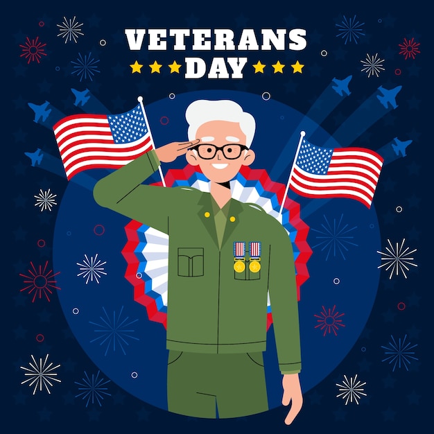 Vector ilustración plana del día de los veteranos