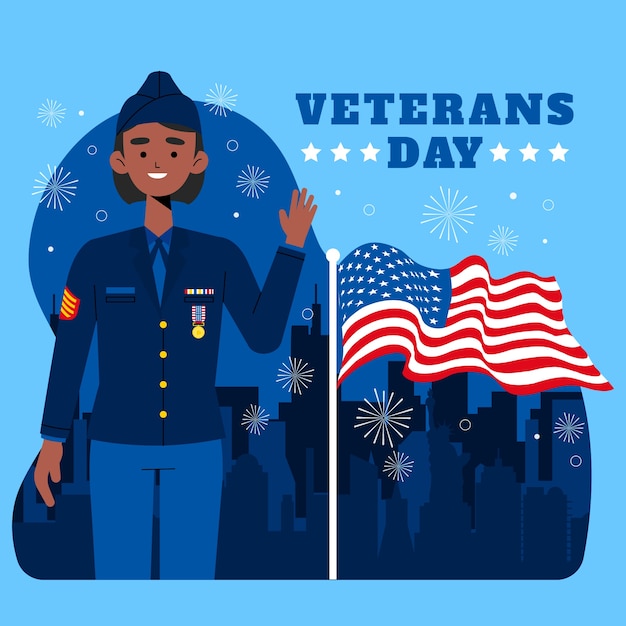 Vector ilustración plana del día de los veteranos