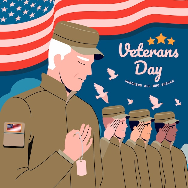 Vector ilustración plana del día de los veteranos