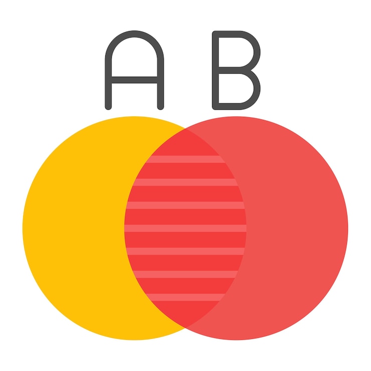 Vector ilustración plana del diagrama de venn